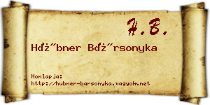Hübner Bársonyka névjegykártya